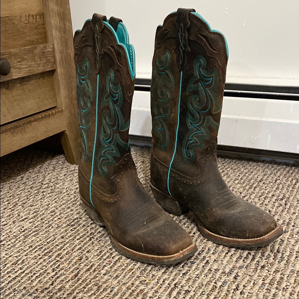 Brown and Teal Western Boots